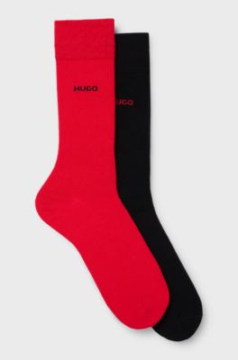 Mittelhohe Socken mit Logos im Zweierpack, Schwarz / Rot