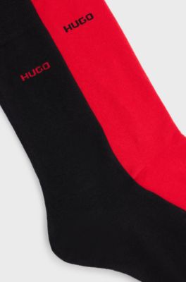 Mittelhohe Socken mit Logos im Zweierpack, Schwarz / Rot