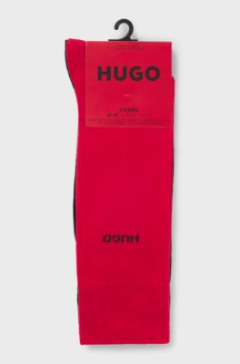 Mittelhohe Socken mit Logos im Zweierpack, Schwarz / Rot