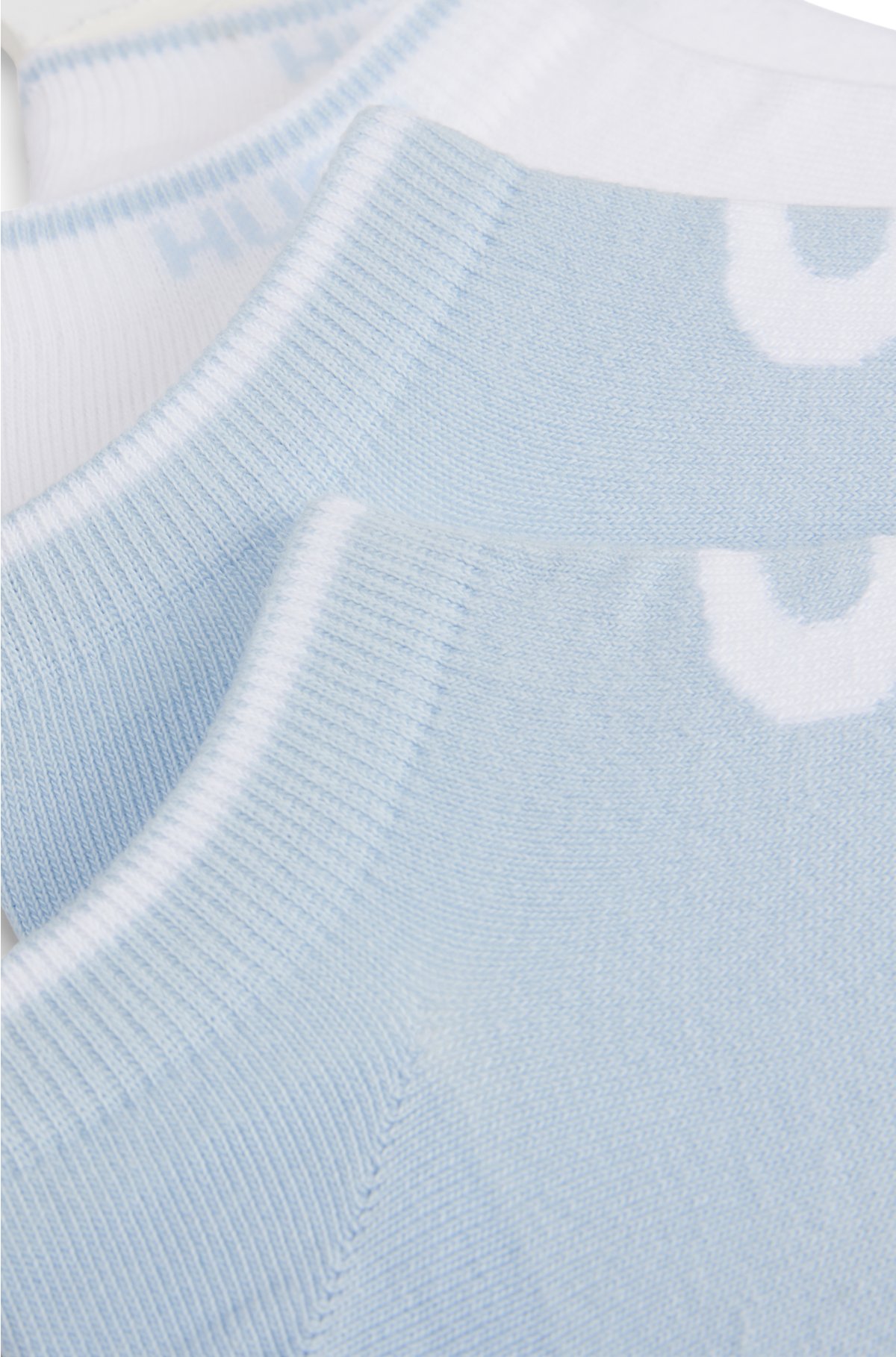 Two-pack of cotton-blend ankle socks with logos, Light Blue