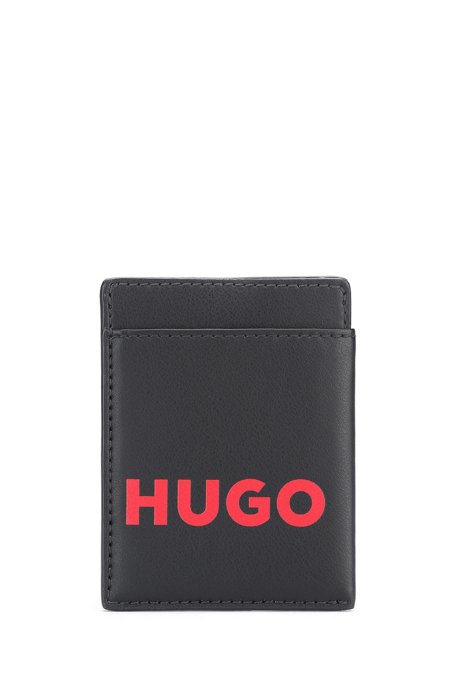 Neck-strap card holder with red logo, Black