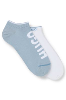Two-pack of ankle socks in a cotton blend, White / Blue