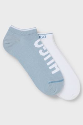 Two-pack of ankle socks in a cotton blend, White / Blue