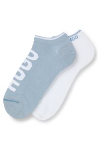 Two-pack of ankle socks in a cotton blend, White / Blue