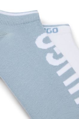 Two-pack of ankle socks in a cotton blend, White / Blue