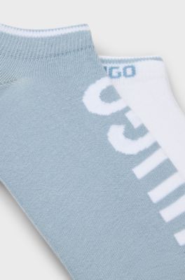 Two-pack of ankle socks in a cotton blend, White / Blue