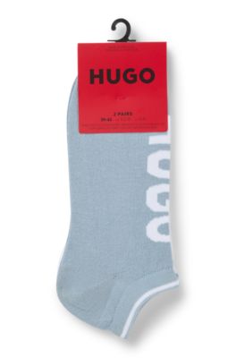 Two-pack of ankle socks in a cotton blend, White / Blue