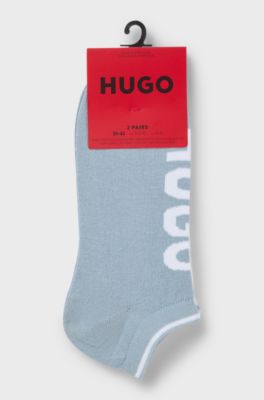 Two-pack of ankle socks in a cotton blend, White / Blue