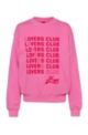 Cotton-blend sweatshirt with seasonal print, Dark pink