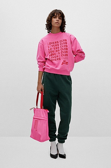 应季印花棉质混纺运动衫,  659_Dark Pink