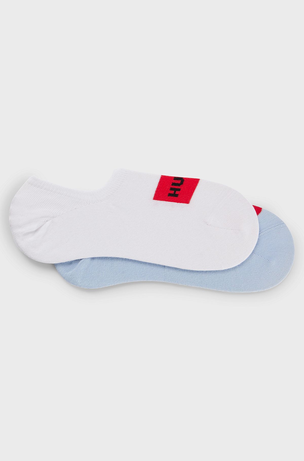 Two-pack of invisible socks with woven logo patch, Light Blue