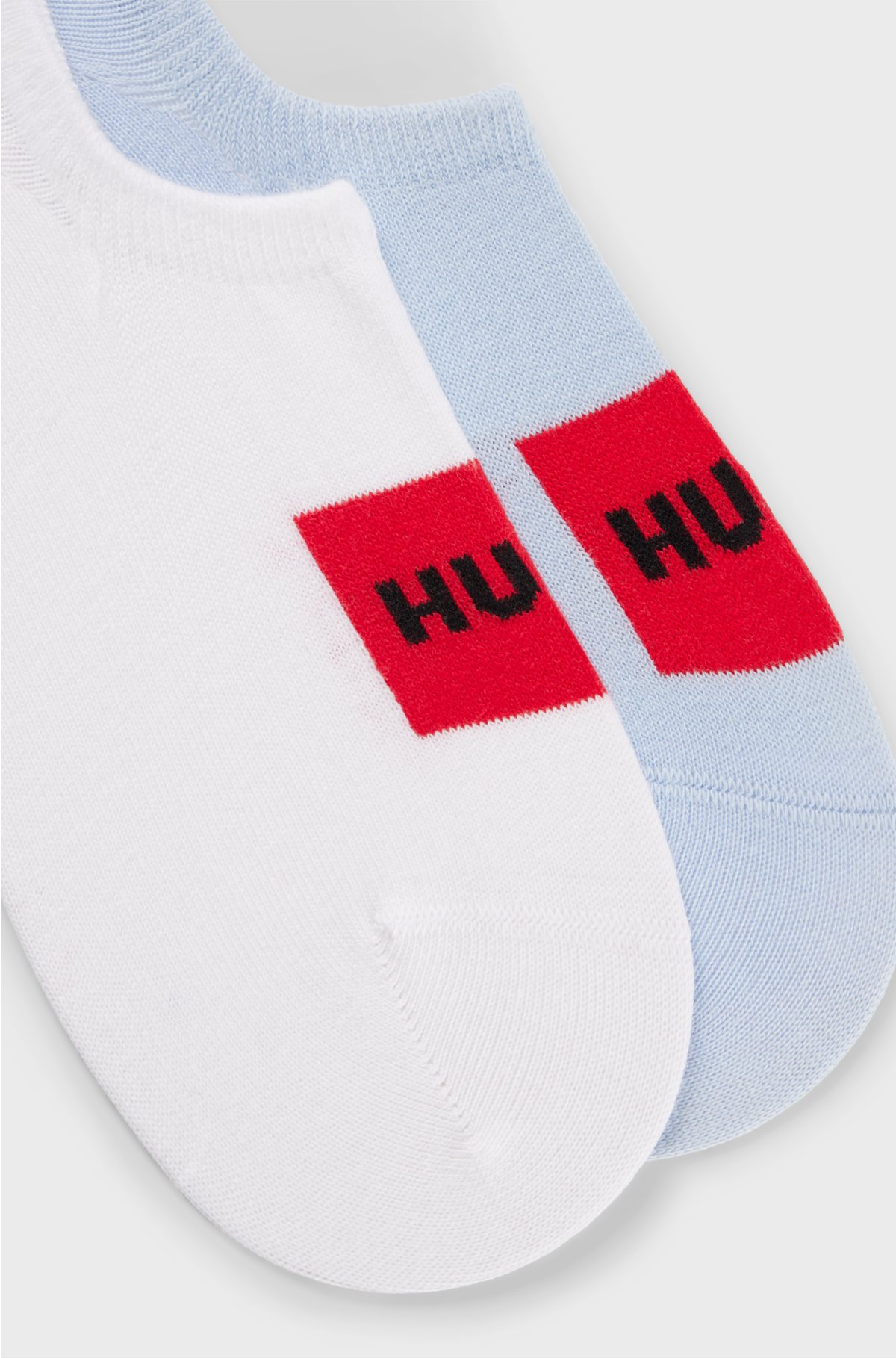Two-pack of invisible socks with woven logo patch, Light Blue