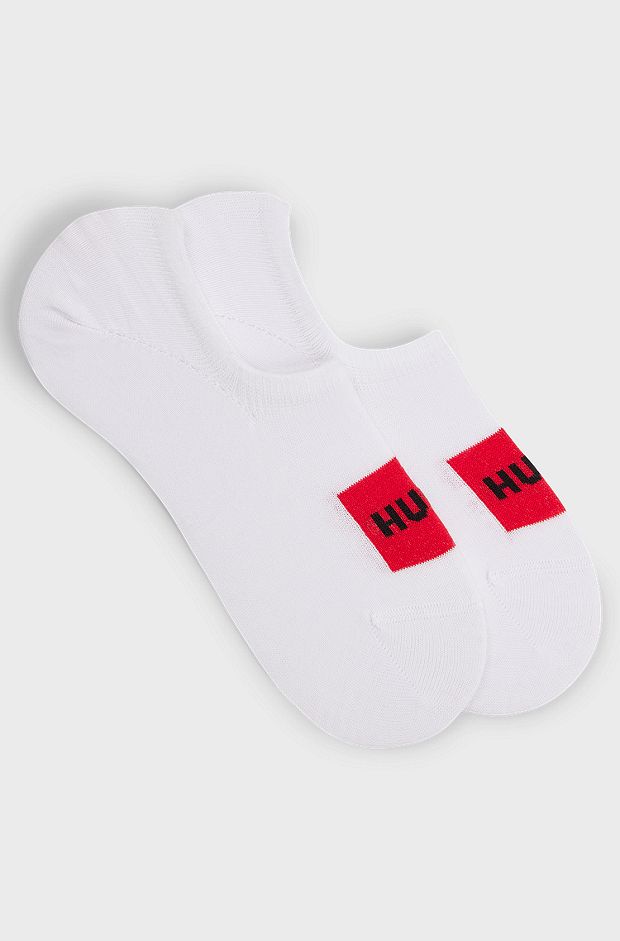 Two-pack of invisible socks with red logo labels, White