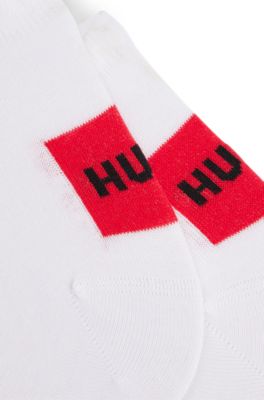 Two-pack of invisible socks with red logo labels, White