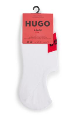 Two-pack of invisible socks with red logo labels, White