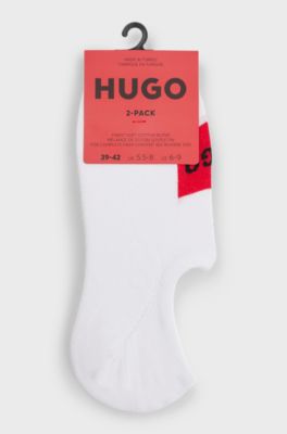 Two-pack of invisible socks with red logo labels, White