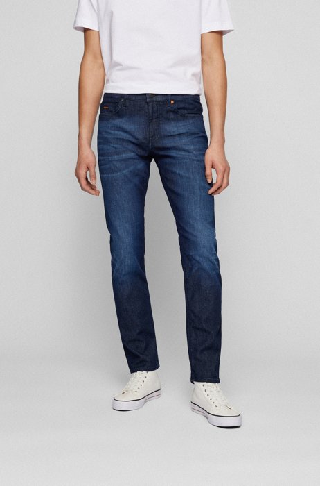 Slim-fit jeans in blue super-stretch denim, Dark Blue