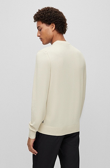 BOSS 博斯圆领毛衣，选用立体棉质面料，搭配条纹细节设计,  131_Open White