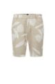 Slim-fit shorts in seasonal-print stretch-cotton satin, Light Beige