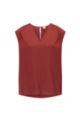 Relaxed-fit top in stretch silk with keyhole closure, Dark Red