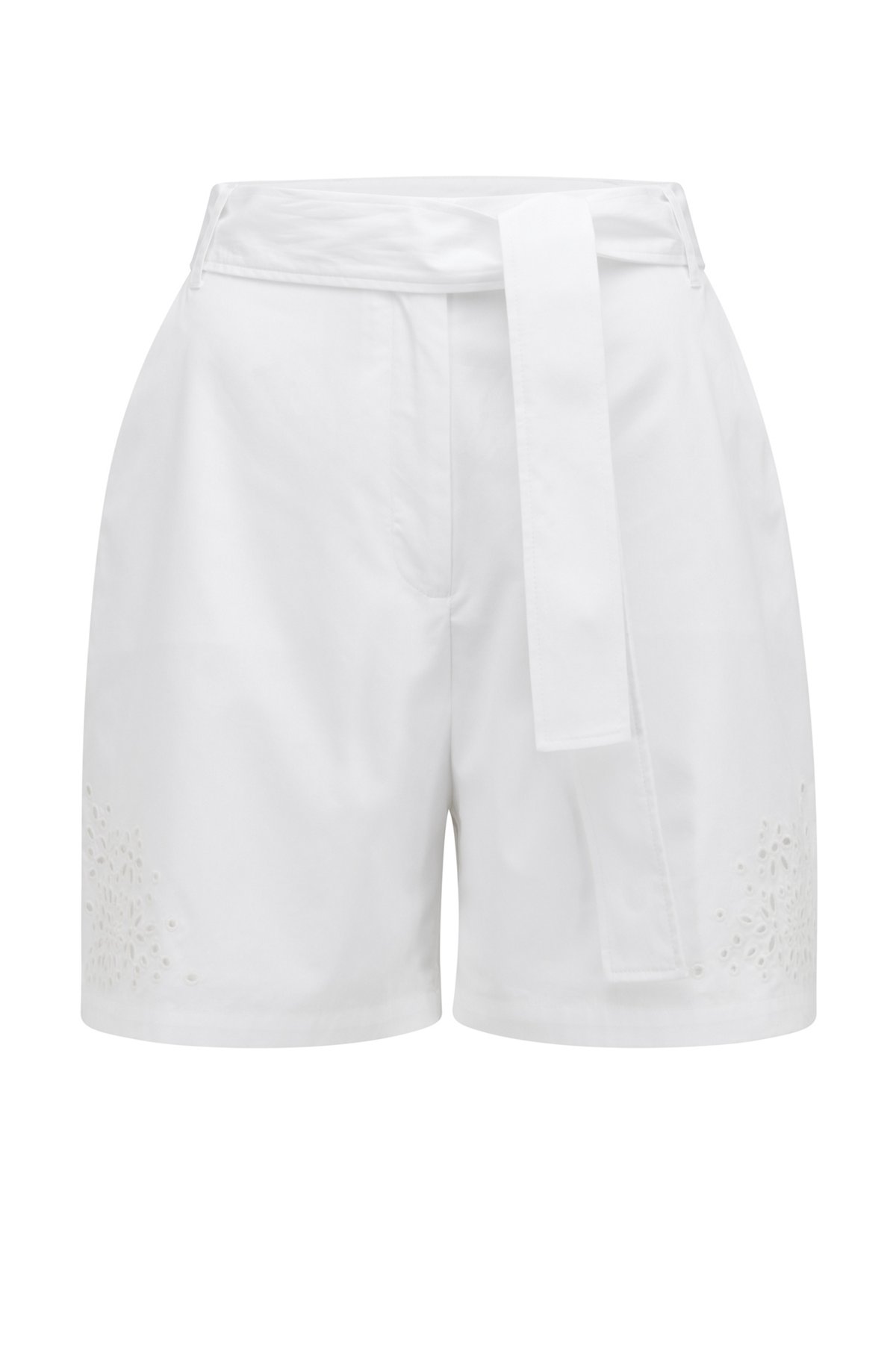 uregelmæssig Susteen forhold BOSS - Belted shorts in cotton with broderie anglaise