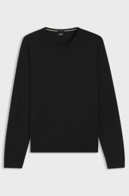 Slim-fit sweater in merino wool, Black