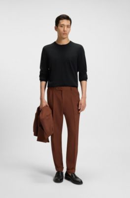 Slim-fit sweater in merino wool, Black