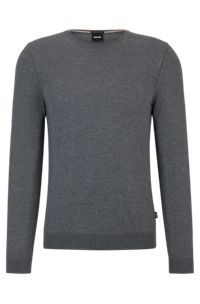 Slim-fit sweater in virgin wool with crew neckline, Grey