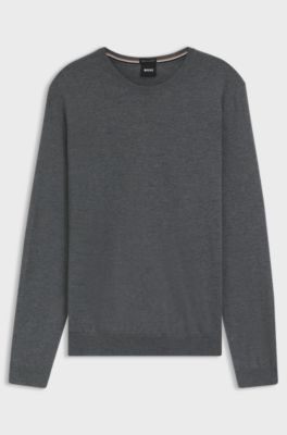 Slim-Fit Pullover aus Merinowolle, Grau