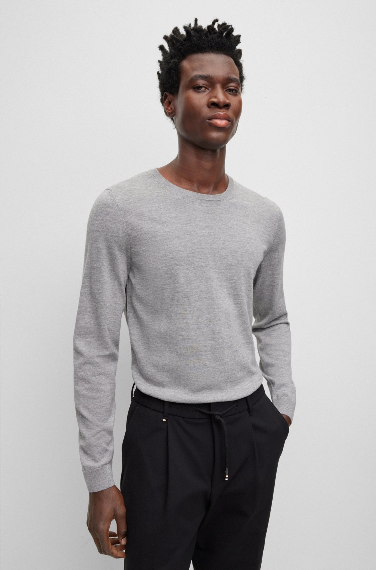 BOSS - Slim-fit sweater in virgin wool