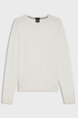 Slim-fit sweater in merino wool, White