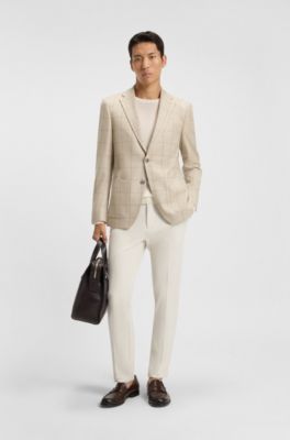 Slim-fit sweater in merino wool, Natural