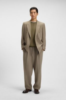 Slim-Fit Pullover aus Merinowolle, Khaki