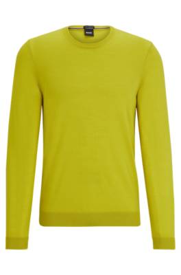 Hugo Boss Slim-fit Sweater In Virgin Wool In Green