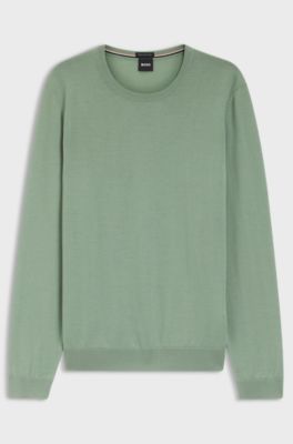 Slim-fit sweater in merino wool, Light Green