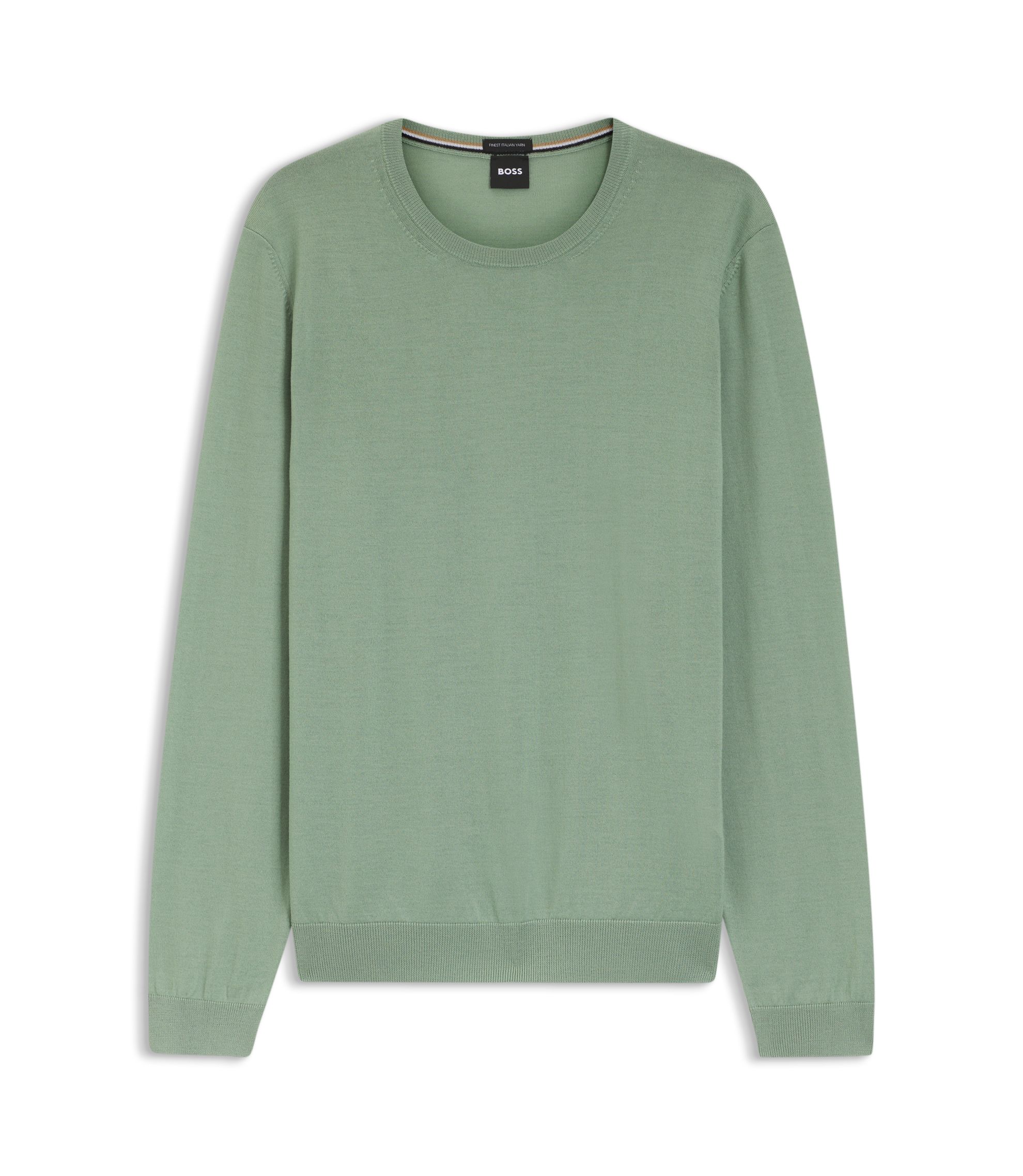 BOSS Slim-fit sweater in merino wool Light Green