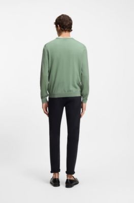 Slim-fit sweater in merino wool, Light Green