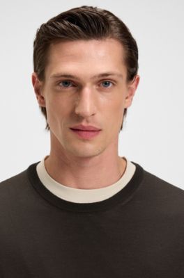 Slim-Fit Pullover aus Merinowolle, Dunkelbraun