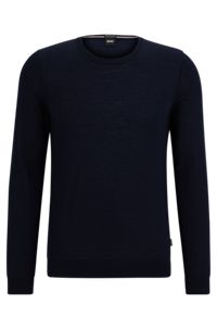 Slim-fit trui van scheerwol, Donkerblauw