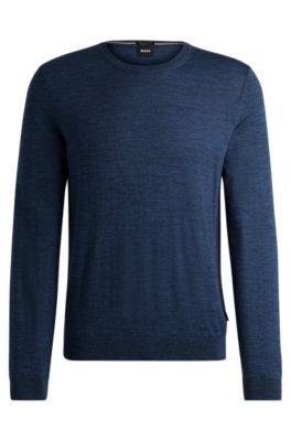 Hugo Boss Leno-p Merino Wool Crewneck Sweater In Blue
