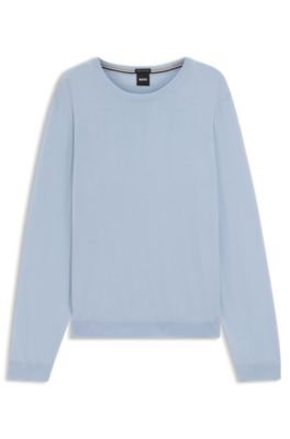 Slim-Fit Pullover aus Merinowolle, Hellblau