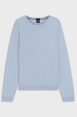 Slim-fit sweater in merino wool, Light Blue