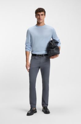 Slim-fit trui van merinowol, Lichtblauw