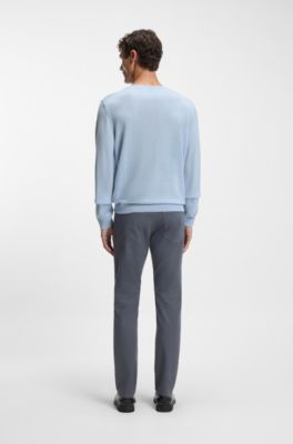 Slim-Fit Pullover aus Merinowolle, Hellblau