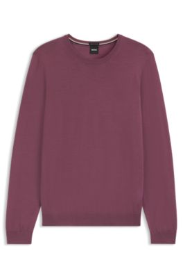 Slim-fit sweater in merino wool, Purple