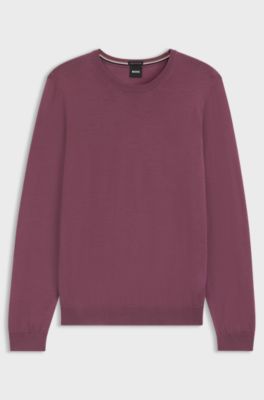 Slim-fit sweater in merino wool, Purple