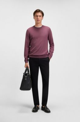 Slim-fit sweater in merino wool, Purple