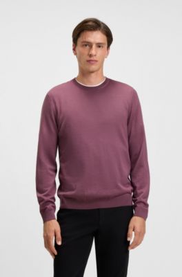 Slim-fit sweater in merino wool, Purple