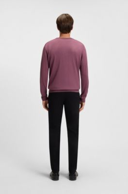Slim-fit sweater in merino wool, Purple