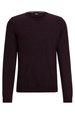 BOSS Slimfit sweater in virgin wool with crew neckline